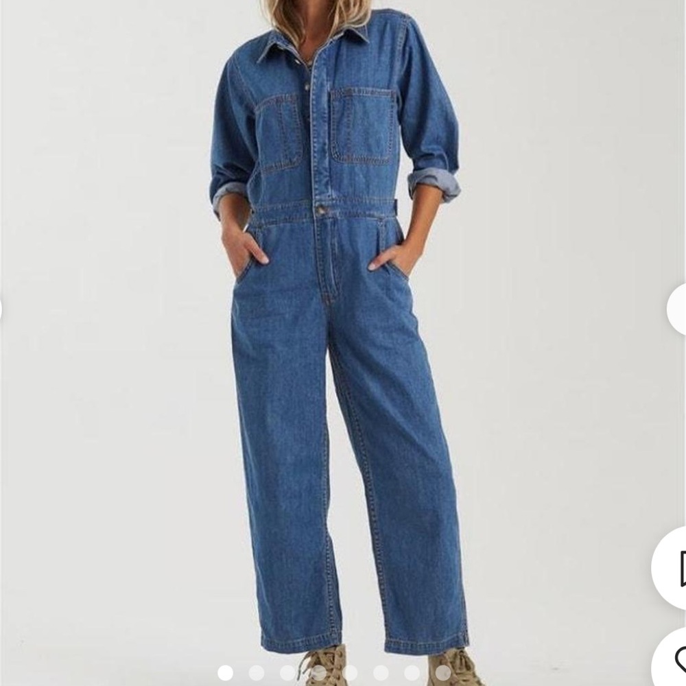 Billabong Blue Denim Overalls Relaxed Fit